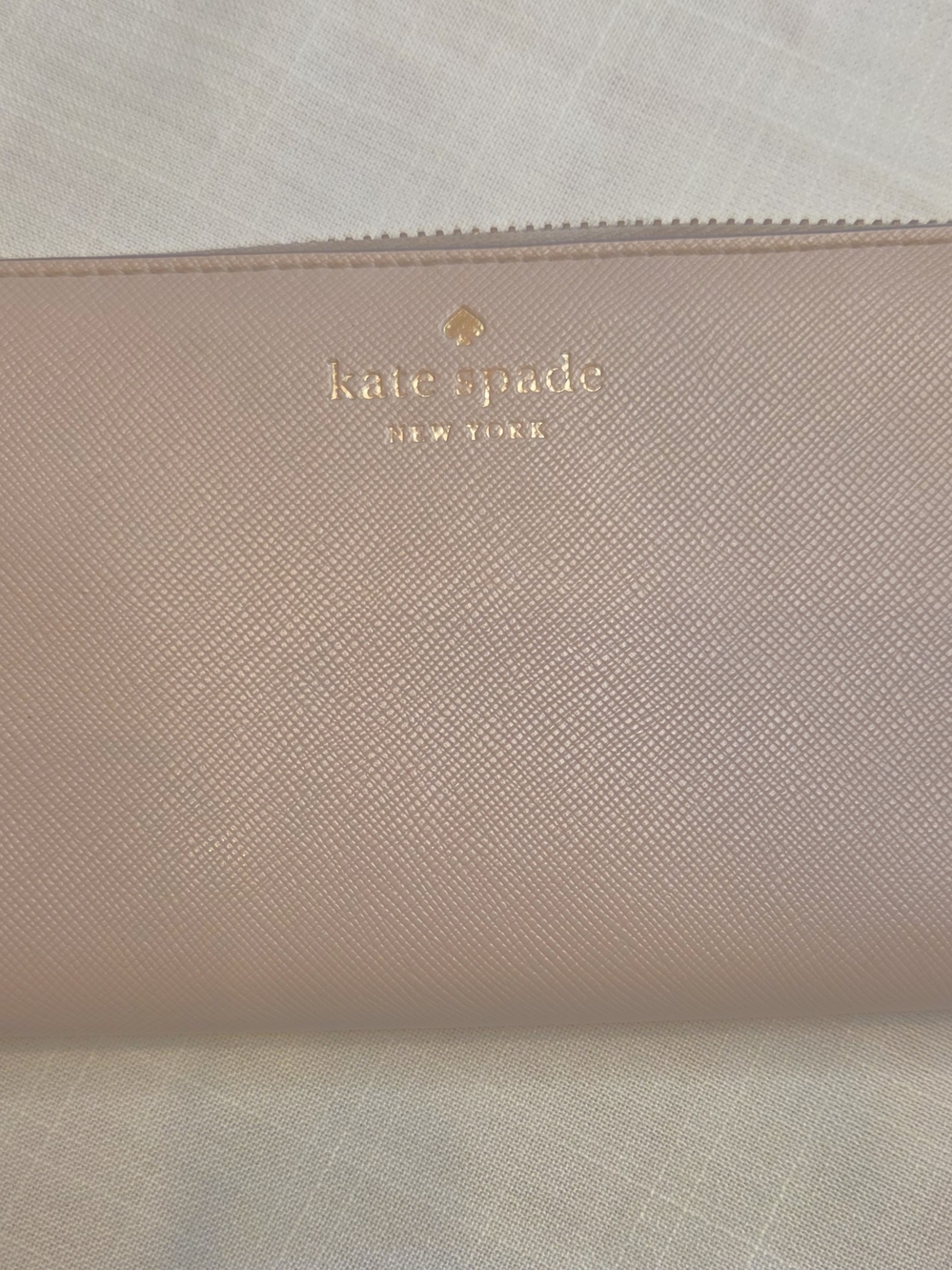 Kate Spade New York Saffiano Leather Zip Pouch - Cream
